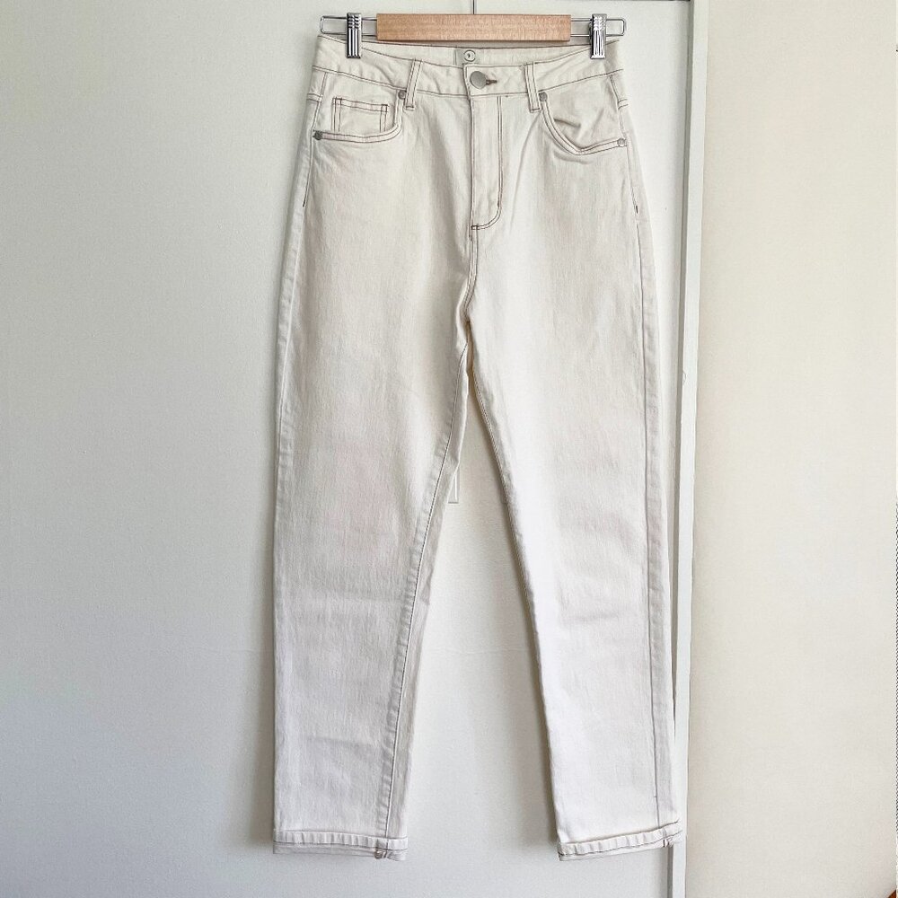 Cotton On White Tapered High Rise Jeans